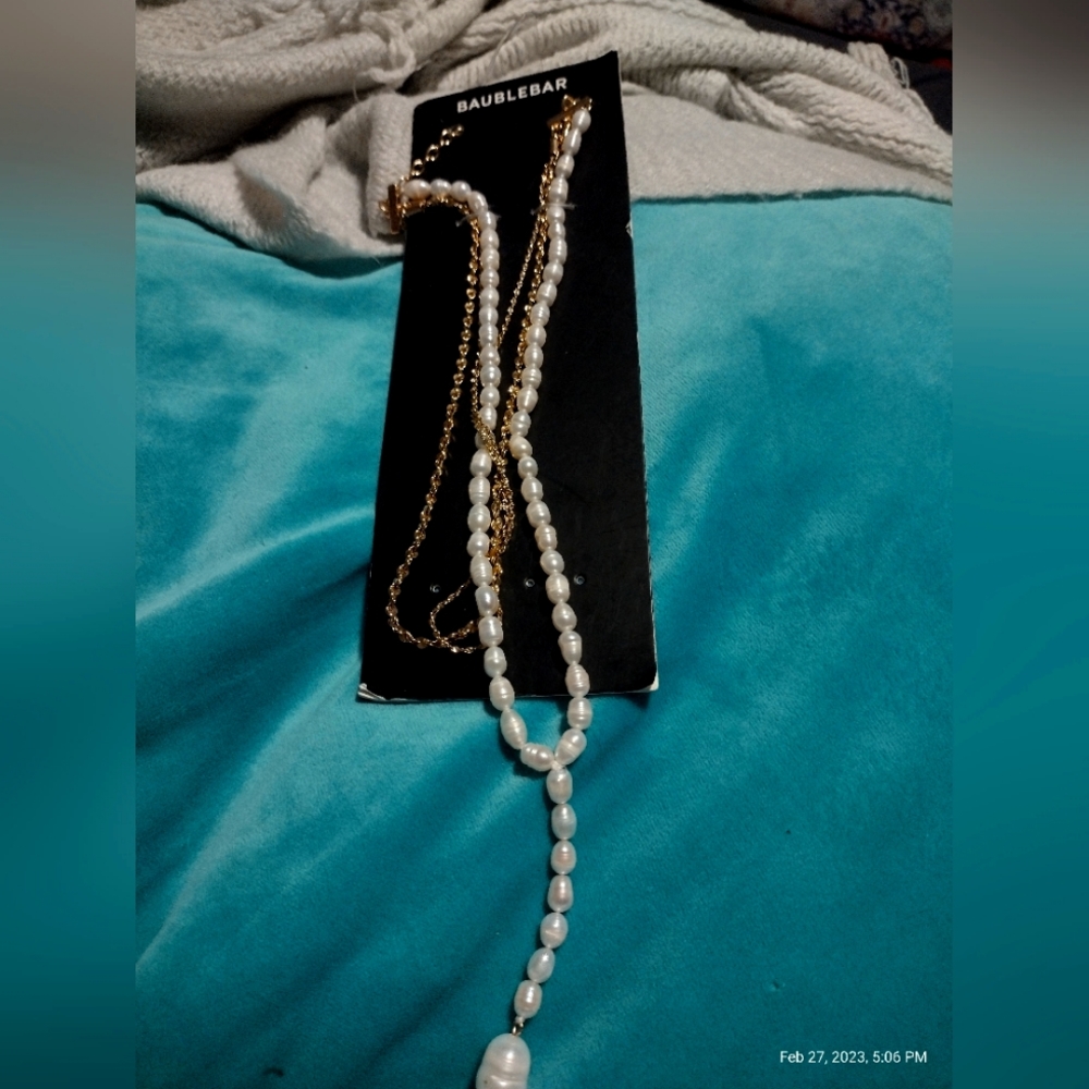Bauble bar freshwater pearl layer necklace